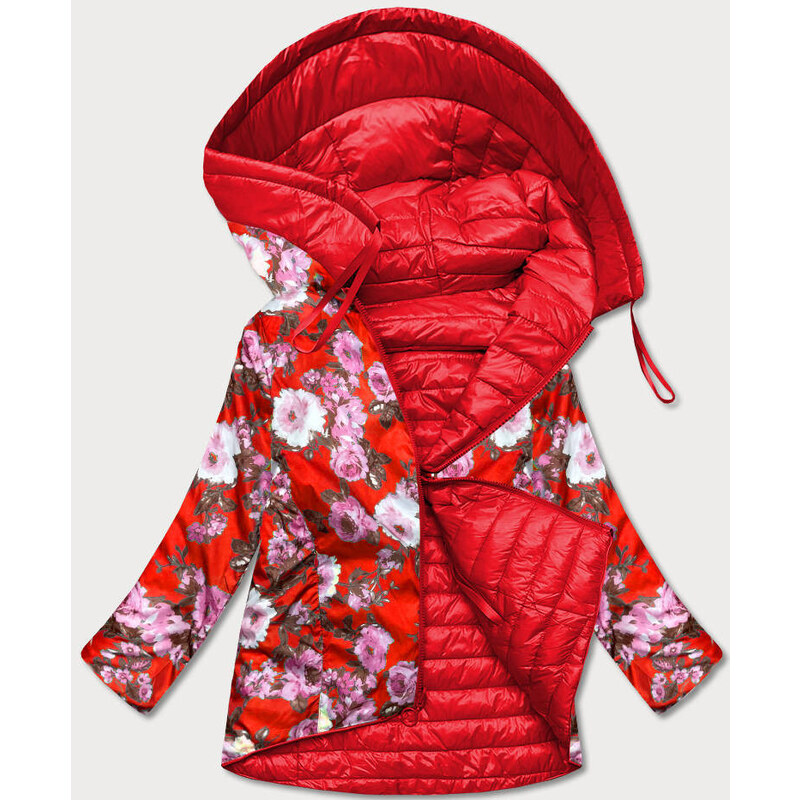 MINORITY Červená oboustranná dámská květovaná bunda (PC-6105-16)