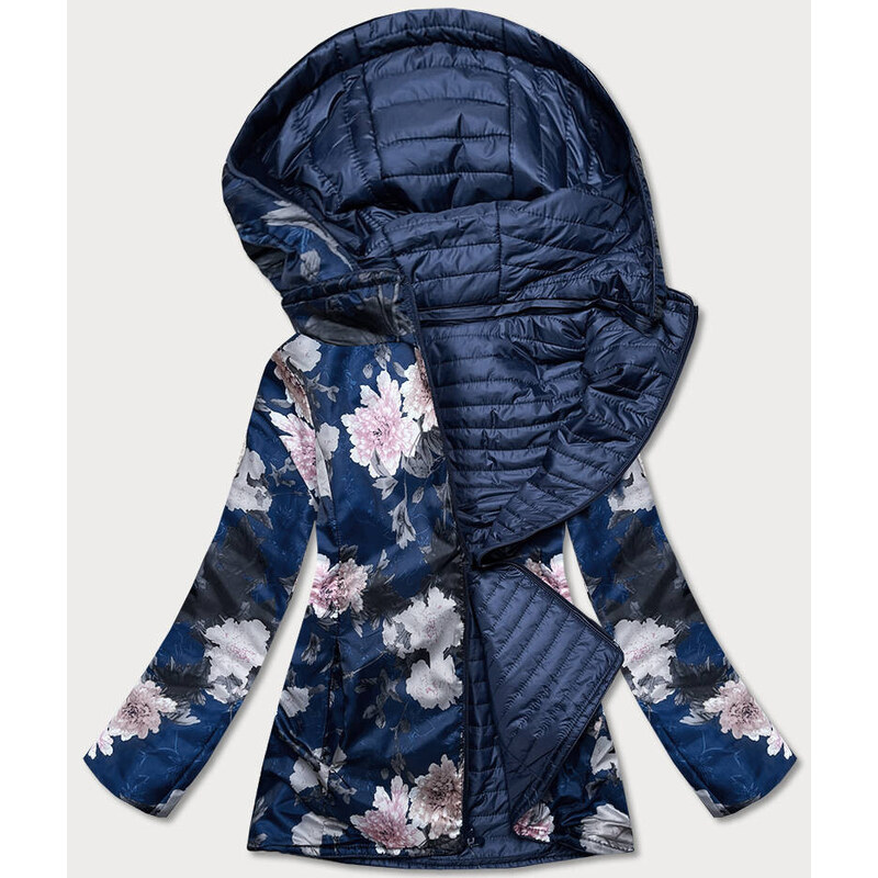Andrea Lee Tmavě modrá dámská oboustranná bunda s kapucí 1 (SF732)