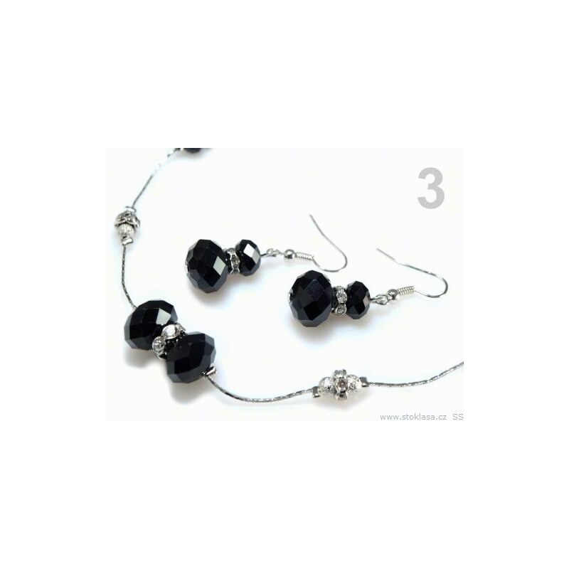 Stoklasa Sada náhrdelník a náušnice s broušenými korálky (1 sada) - 3 černá