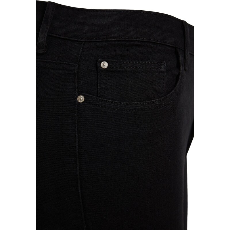 Trendyol Curve Black Cuff Detailní elastické skinny džíny