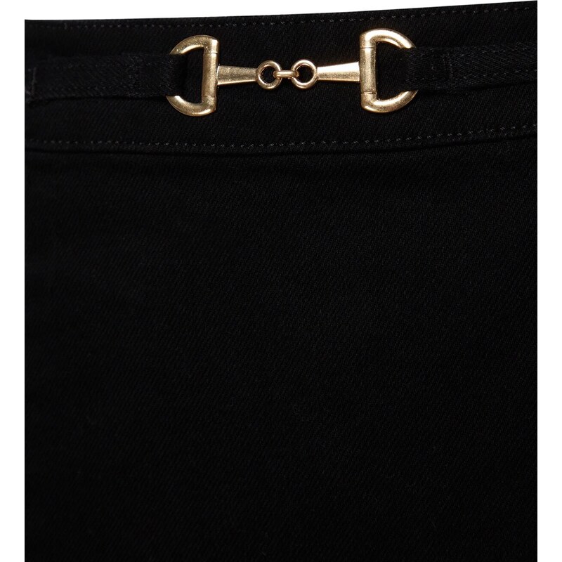 Trendyol Curve Black Denim Skirt With Accessory Detail