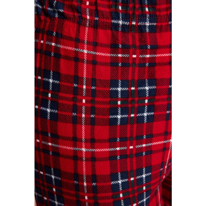 Trendyol Red Soft Feel Premium Plaid Sleep Band Knitted Pajamas Set