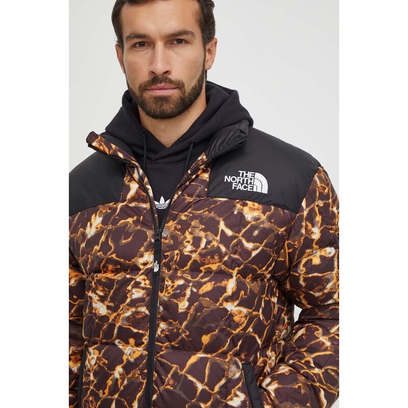 Péřová bunda The North Face Lhotse Jacket pánská, hnědá barva, zimní, oversize, NF0A3Y23OS31