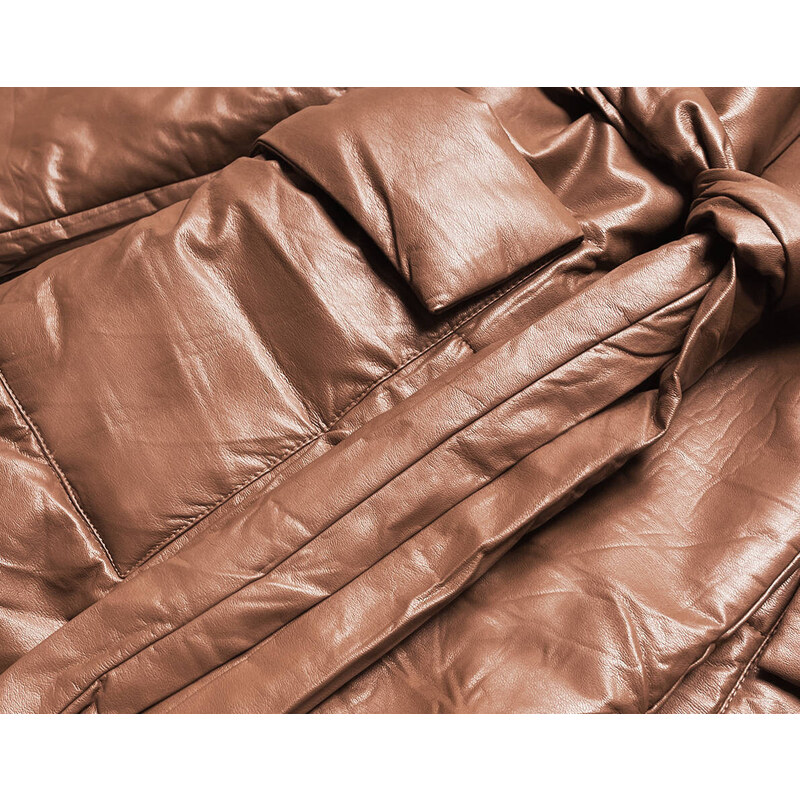 Ann Gissy Hnědá oversize bunda z ekologické kůže (AG1-J9080)