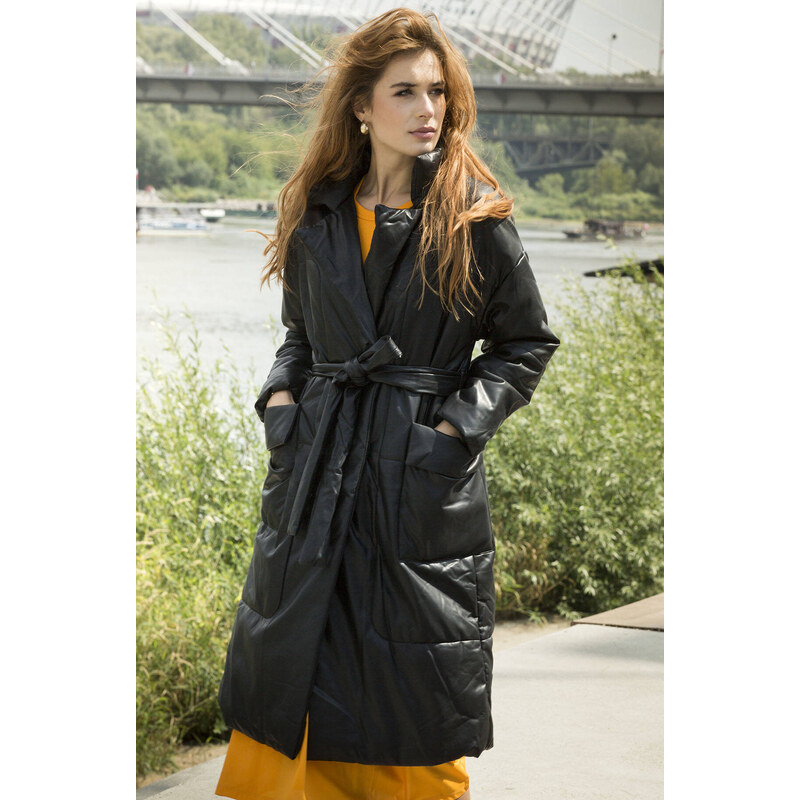 Ann Gissy Černá oversize bunda z ekologické kůže (AG1-J9080)