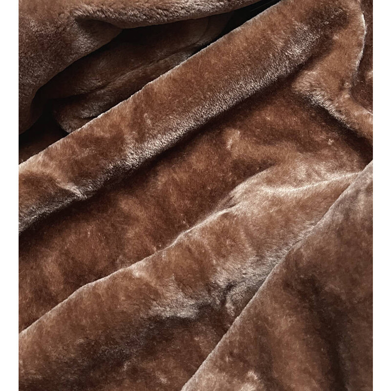 S'WEST Dámská bunda v karamelové barvě s kožešinovou podšívkou (B8116-22)