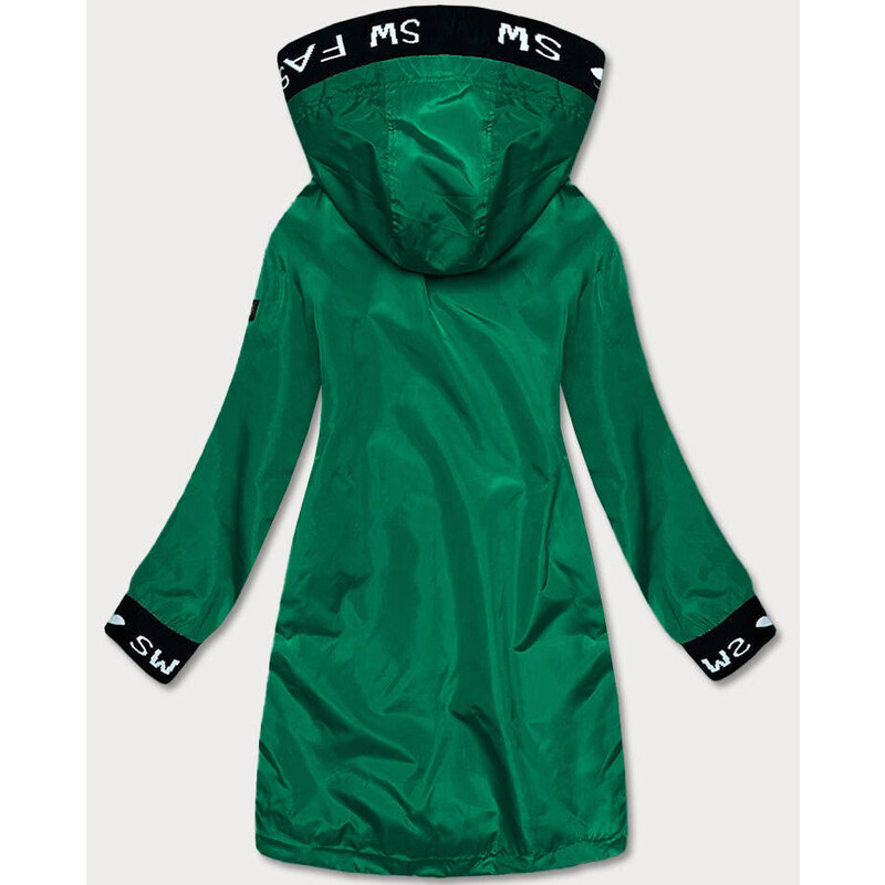 S'WEST Tenká zelená dámská bunda s ozdobnou lemovkou (B8145-10)