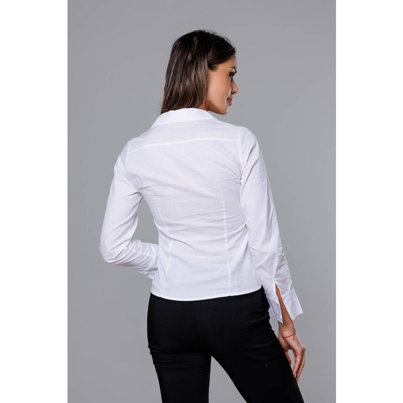 S&G Collection Klasická bílá dámská bavlněná košile (0818-3#)