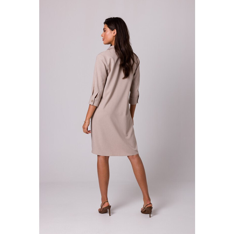 model 18407153 Rozšířené košilové šaty béžové - BeWear