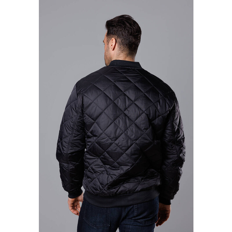 J.STYLE Černá prošívaná pánská bunda typu "bomber" (MY01-1)