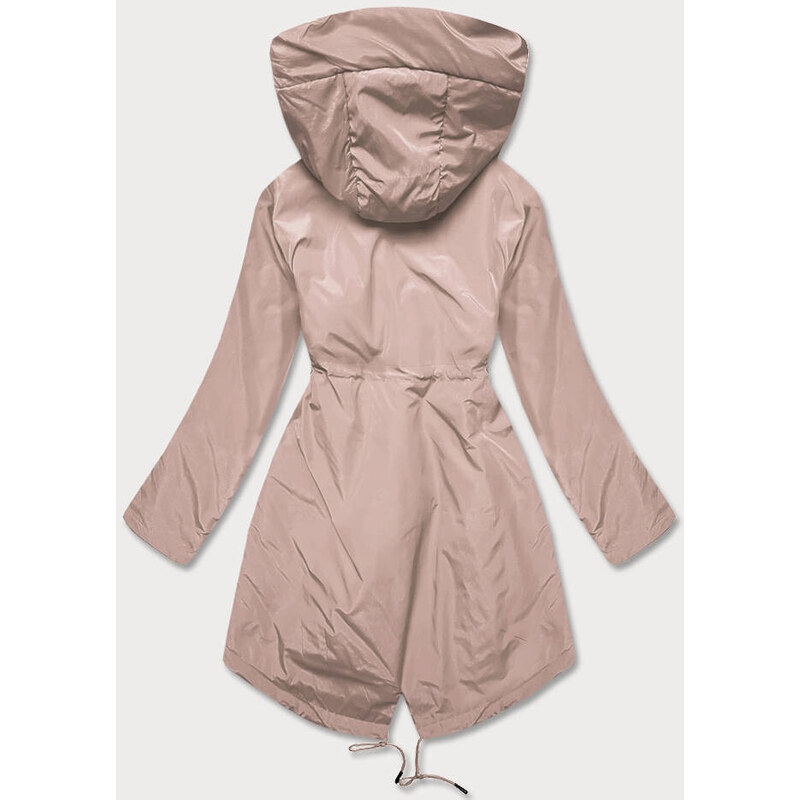 Miss TiTi Jednoduchá béžová dámská bunda se šikmými kapsami (HS-1832-1)