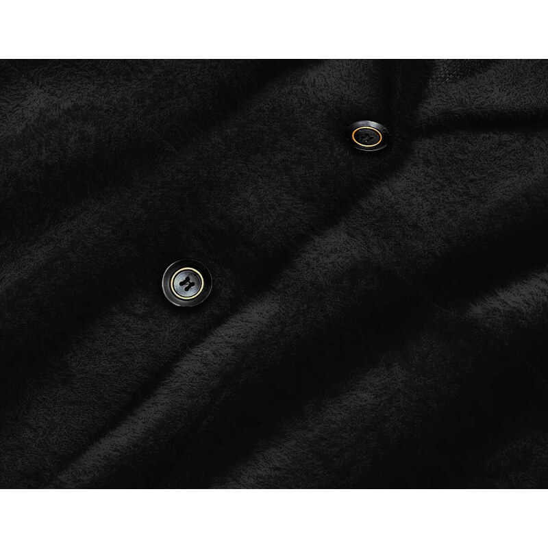 MADE IN ITALY Krátký černý vlněný přehoz přes oblečení typu alpaka (7108-1)