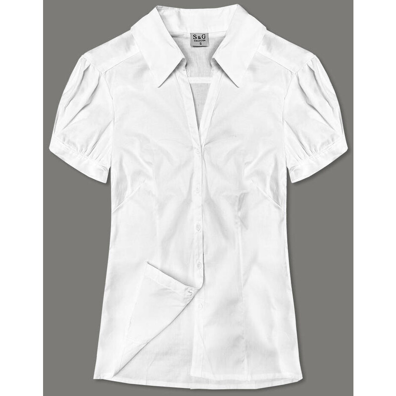 S&G Collection Bílá dámská košile s krátkými rukávy (0666#)
