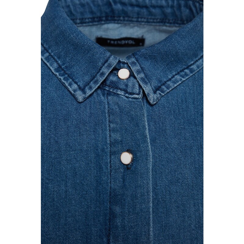 Trendyol Navy Blue Oversized Denim Shirt