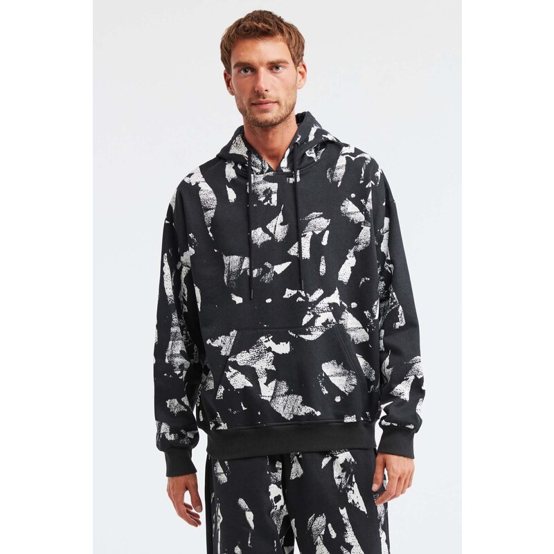 GRIMELANGE Men's Floyd Tie-dye Wash Look Hooded Sweatshirt