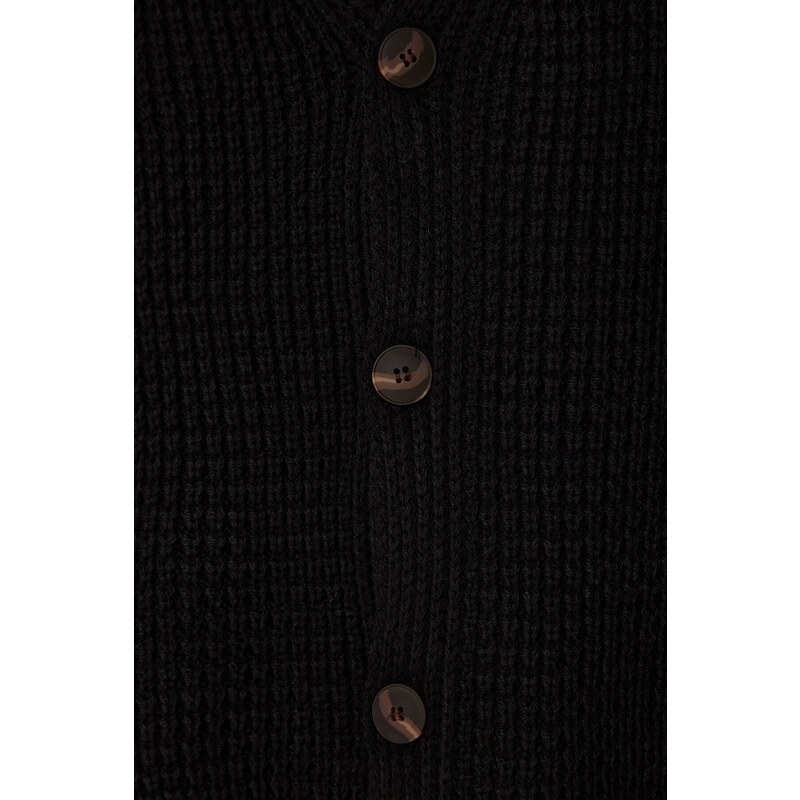 Trendyol Men's Black Plus Size Oversize Fit Wide Pattern Textured Knitwear Cardigan
