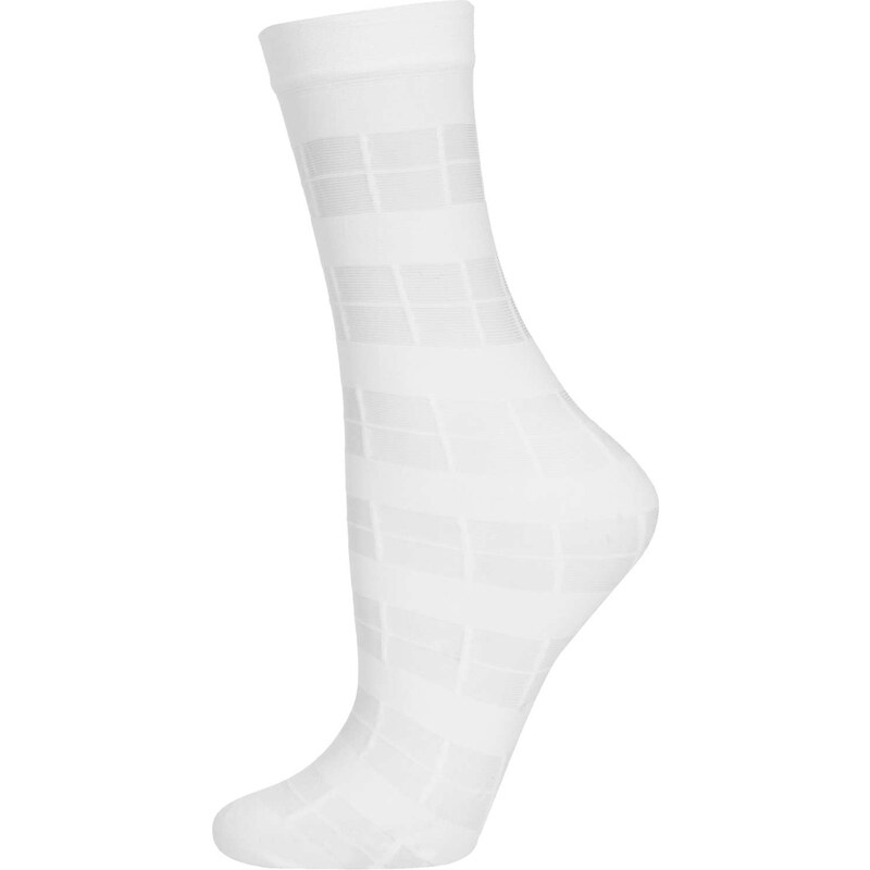 Topshop White 90's Block Grid Socks