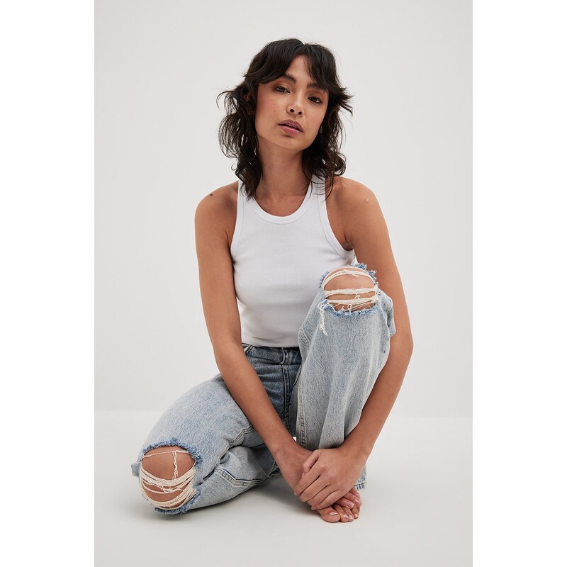 NA-KD Wide Leg Destroyed Jeans