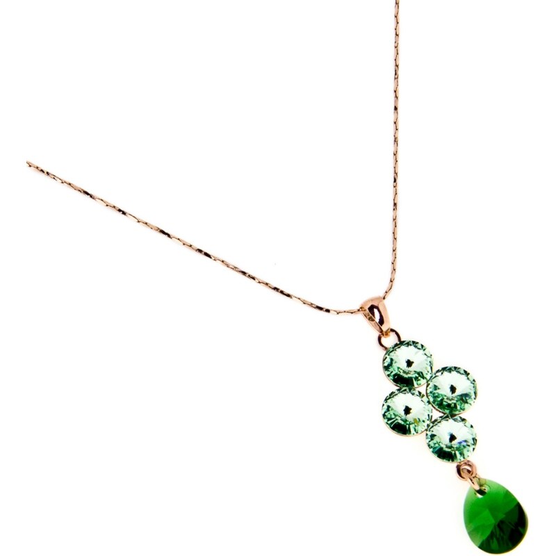 LYRA Náhrdelník se zelenými Swarovski krystaly SDV10042P
