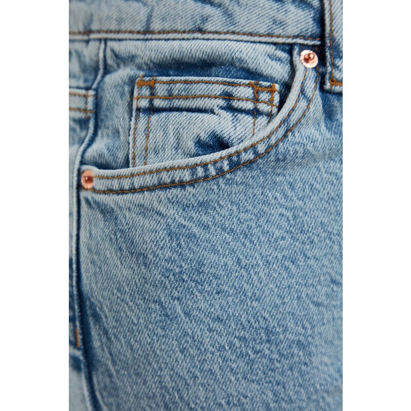 Trendyol modré džíny s vysokým pasem a dlouhým komfortem
