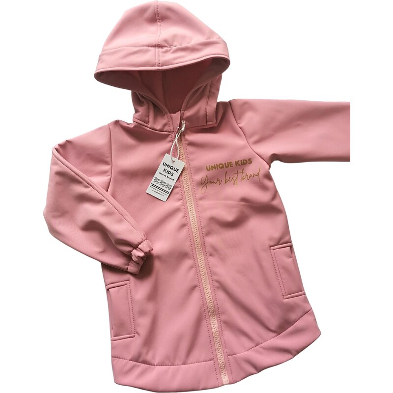 Softshellová bunda UNIQUE kids půdrová růžová