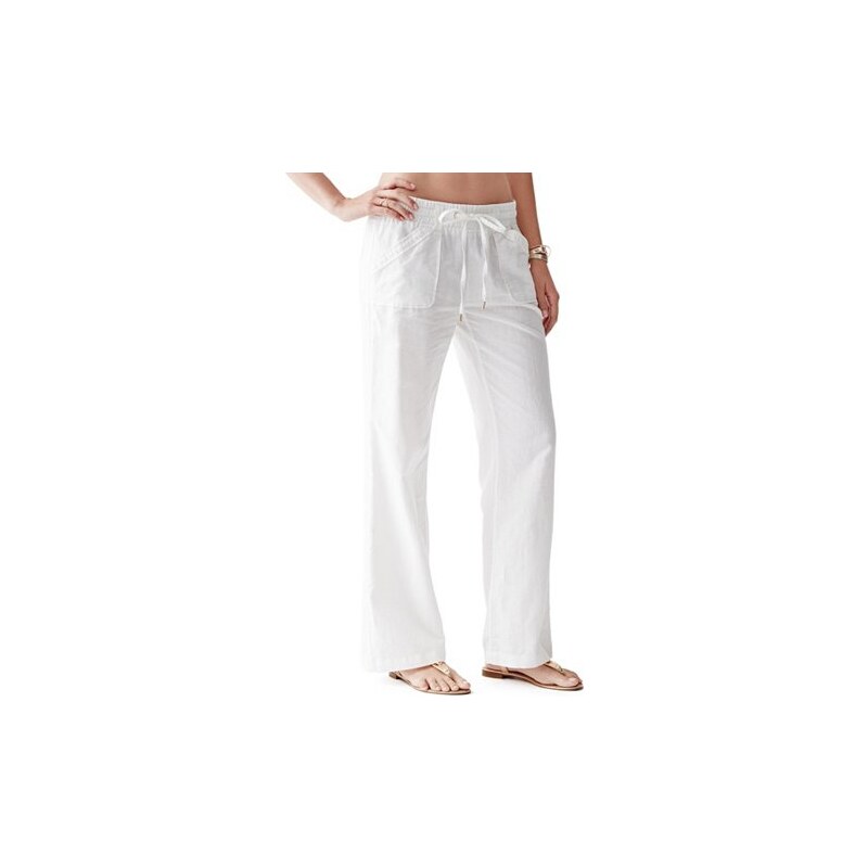 Kalhoty Guess Cargo Linen Pants bílé