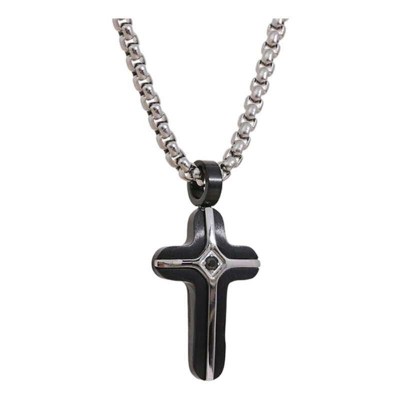 Daniel Dawson Pánský ocelový náhrdelník Vincent Black, kříž, chirurgická ocel