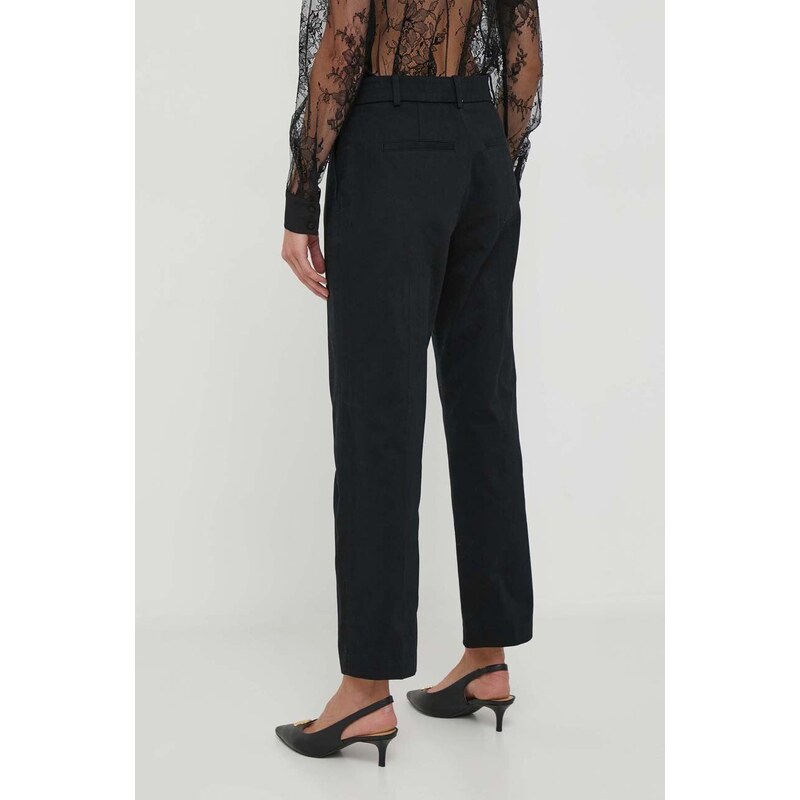 Kalhoty Tommy Hilfiger dámské, černá barva, jednoduché, high waist
