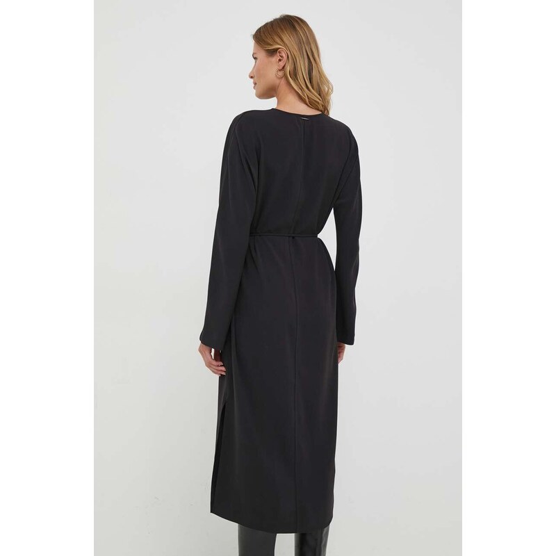 Šaty Calvin Klein černá barva, midi, oversize
