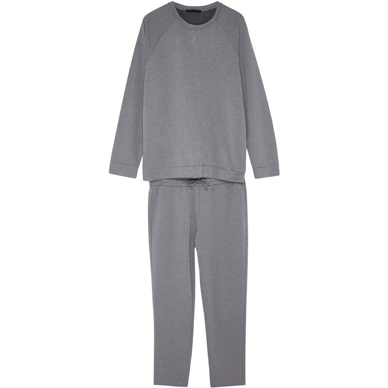 Trendyol Dark Gray Regular Fit Knitted Pajamas Set