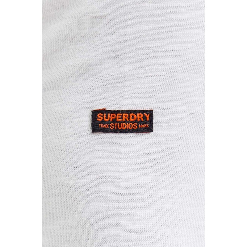 Bavlněné tričko s dlouhým rukávem Superdry bílá barva