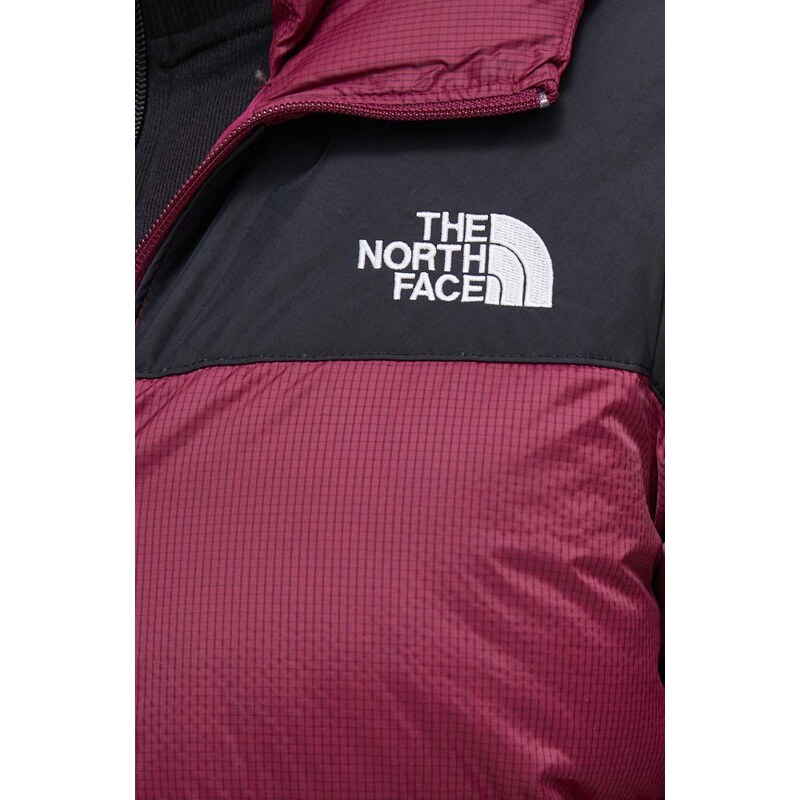 Péřová bunda The North Face dámská, vínová barva, zimní