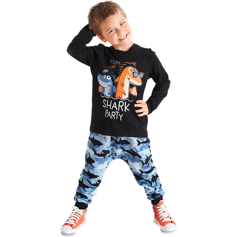 Denokids Shark Party Boys T-shirt Pants Suit