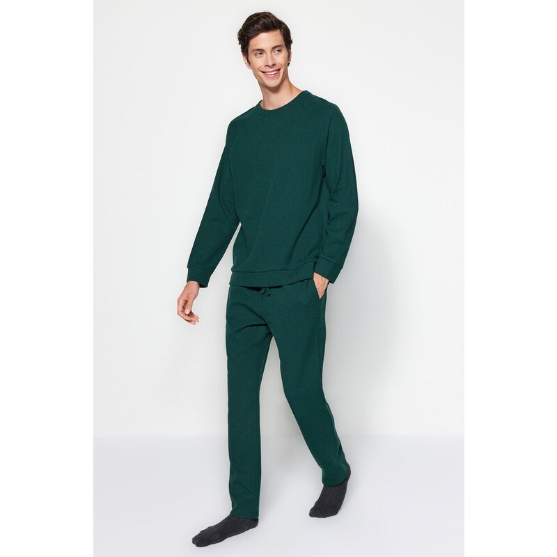 Trendyol Green Regular Fit Waffle Knitted Pajamas Set