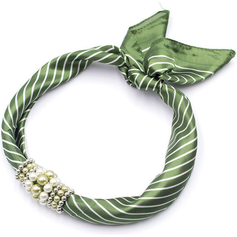 Bijoux Me Šátek s bižuterií Letuška - zelený pruhovaný