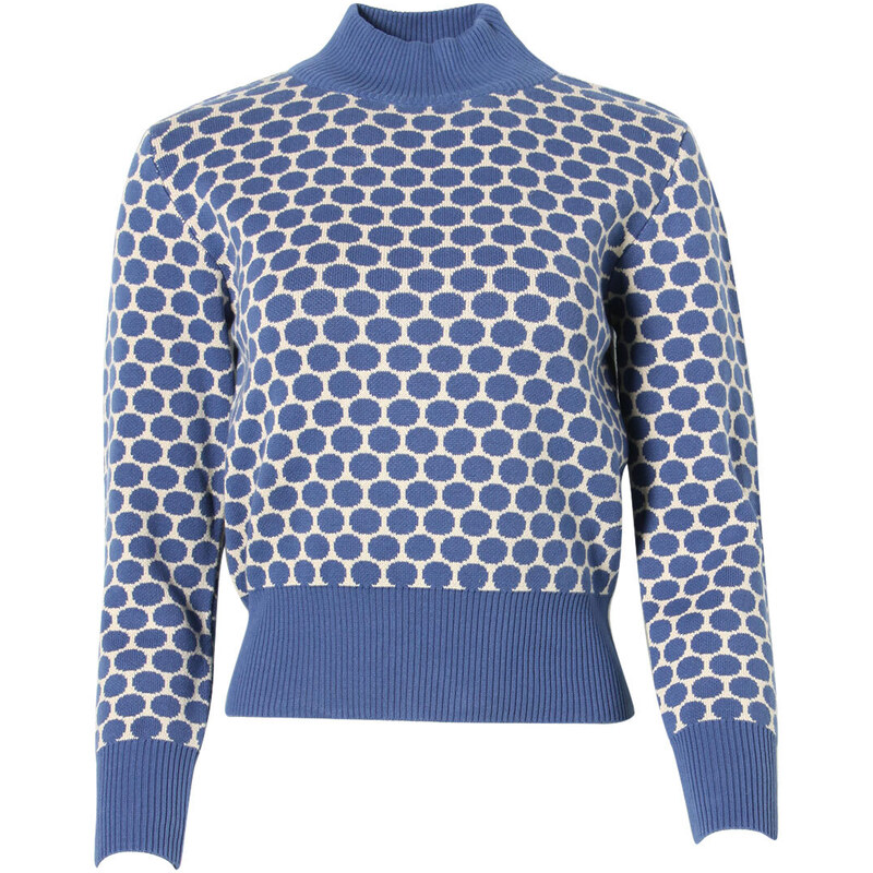 Polka Dots - modrý pletený svetr s puntíky z bio bavlny Circus