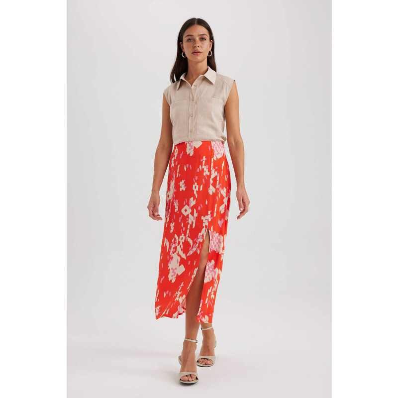 DEFACTO A Cut Flower Normal Waist Midi Skirt