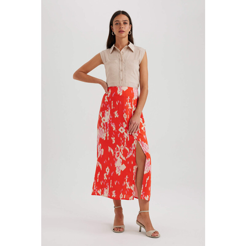 DEFACTO A Cut Flower Normal Waist Midi Skirt