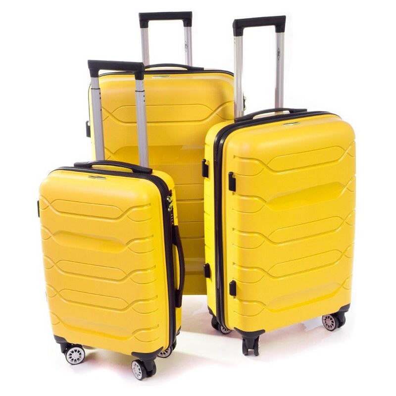 Rogal Žlutá sada prémiových plastových kufrů "Wallstreet" - vel. M, L, XL
