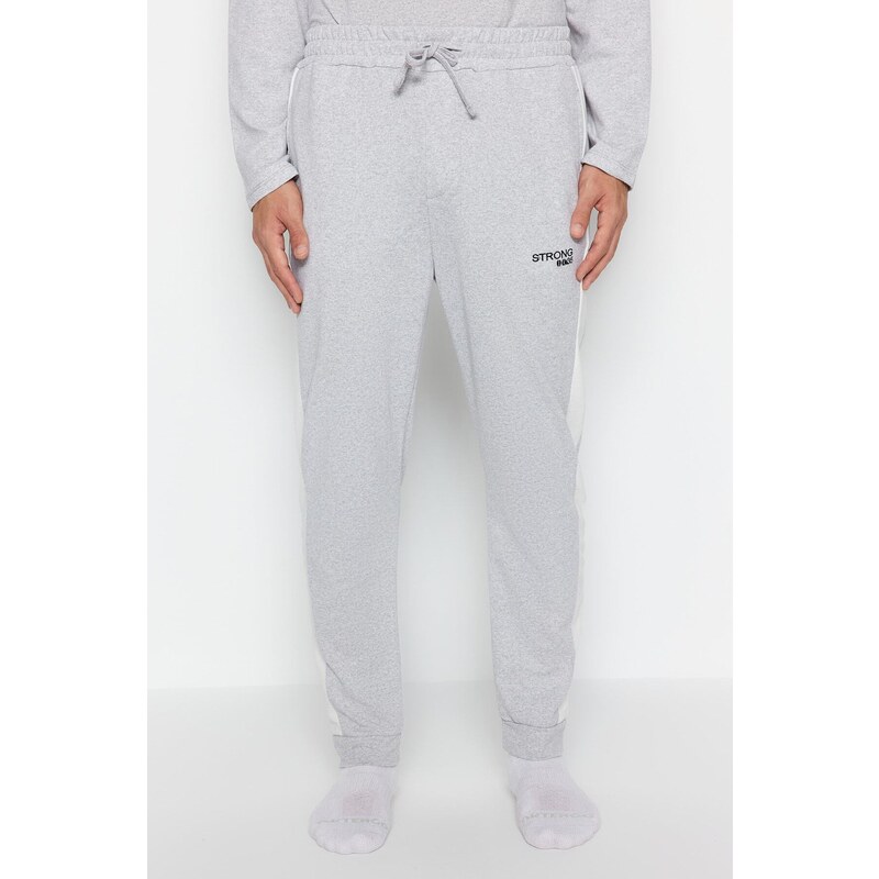 Trendyol Gray Embroidery Detailed Knitted Pajamas Set