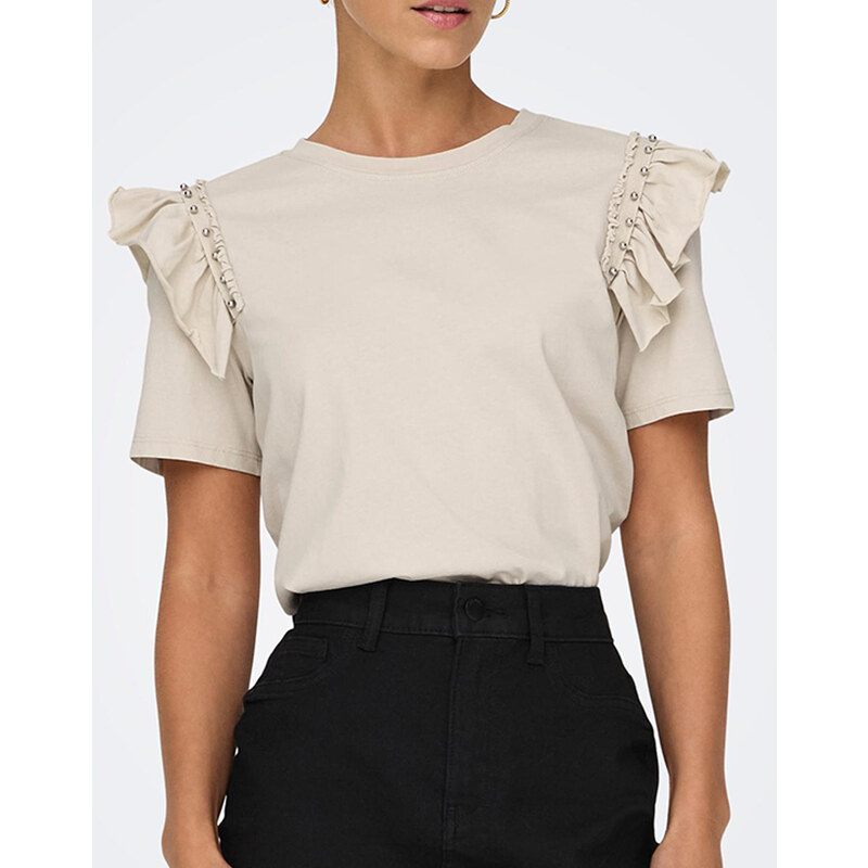 ONLY ONLREBELLE FRILL TOP JRS