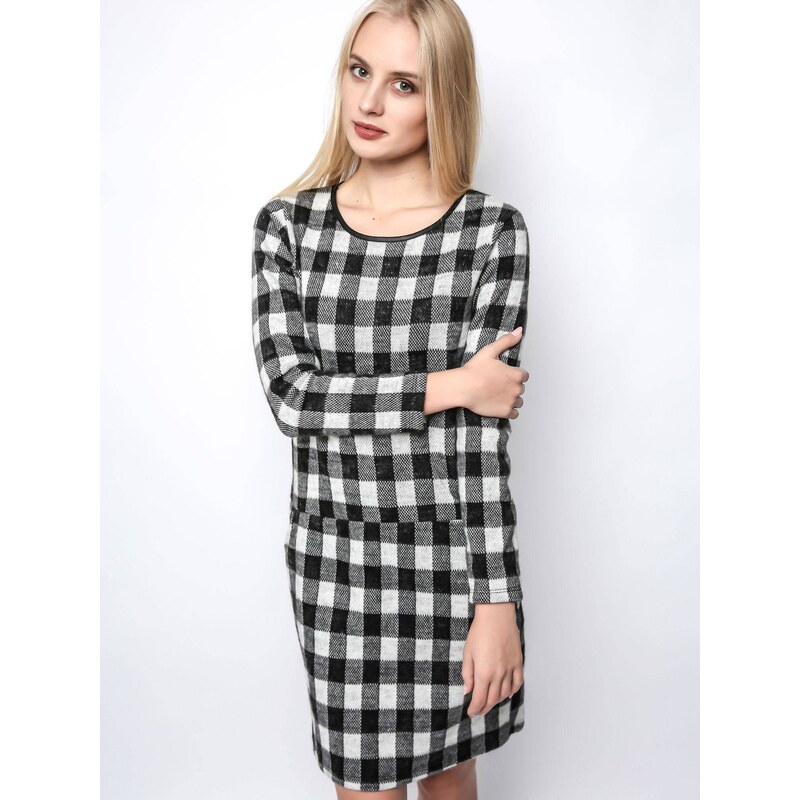 Euphory CHECKERED DRESS WHITE AND BLACK