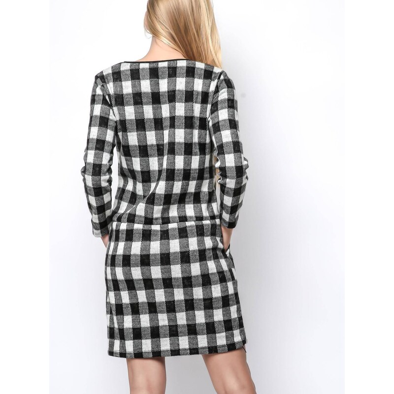 Euphory CHECKERED DRESS WHITE AND BLACK