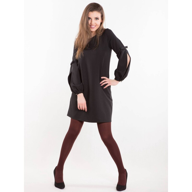 INPRESS Dress decorated with slits on the sleeves black