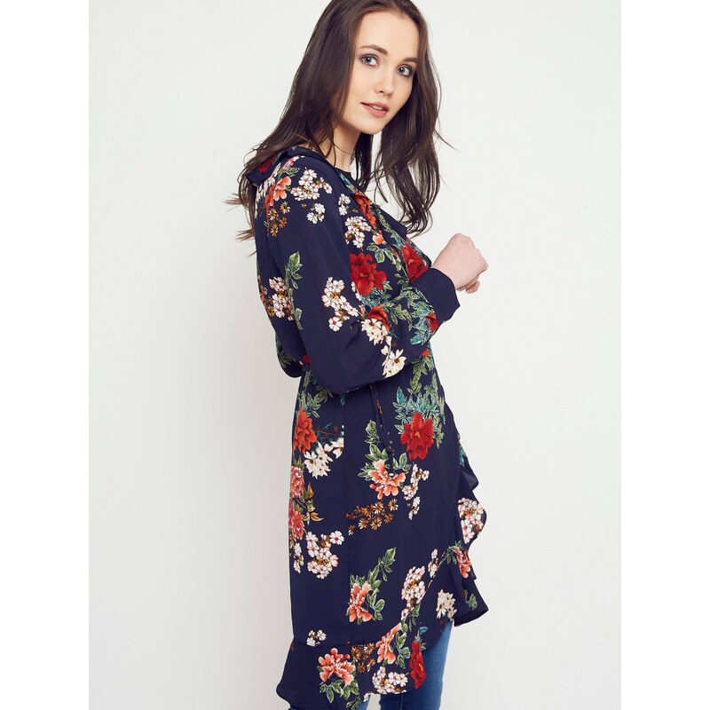 Bisons Project Navy blue floral cape with flounces Yups