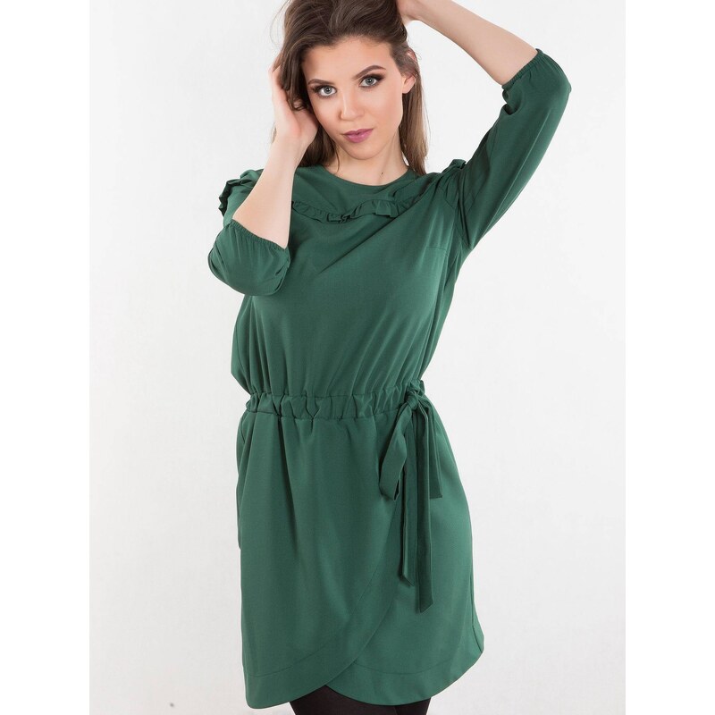 INPRESS Dress with envelope bottom, tied green