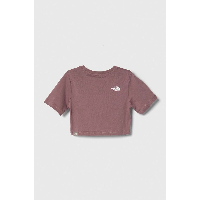 Dětské bavlněné tričko The North Face G S/S CROP EASY TEE růžová barva