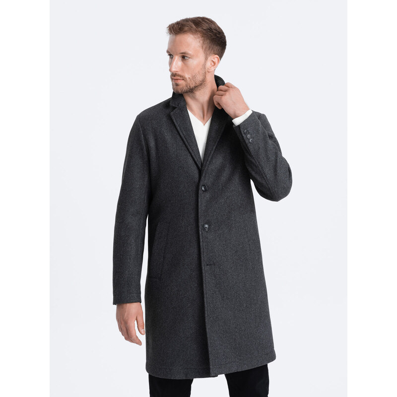 Ombre Men's lightweight single-breasted coat - graphite