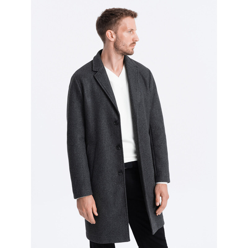 Ombre Men's lightweight single-breasted coat - graphite
