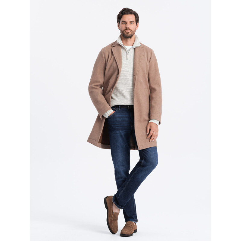 Ombre Men's lightweight single-breasted coat - beige